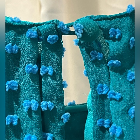 Sachin + Babi Dress Blue and Green Speckle Dot Sheer Swing Sz 4 Anthropologie - Picture 8 of 10